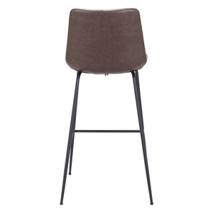 Homeroots 31" Brown And Black Steel Low Back Bar Height Bar Chair   396390