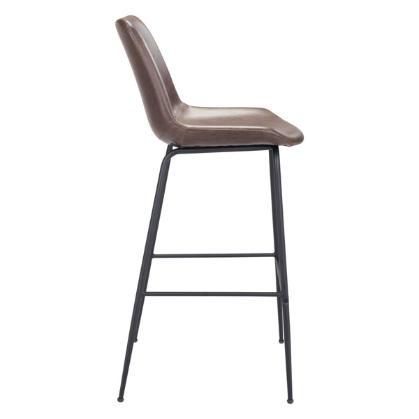 Homeroots 31" Brown And Black Steel Low Back Bar Height Bar Chair   396390