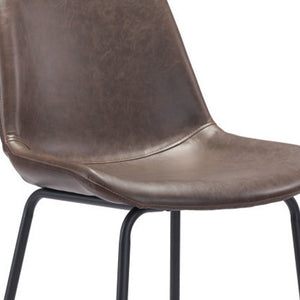 Homeroots 31" Brown And Black Steel Low Back Bar Height Bar Chair   396390