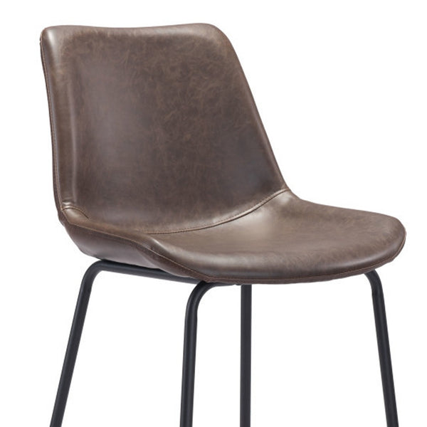 Homeroots 31" Brown And Black Steel Low Back Bar Height Bar Chair   396390