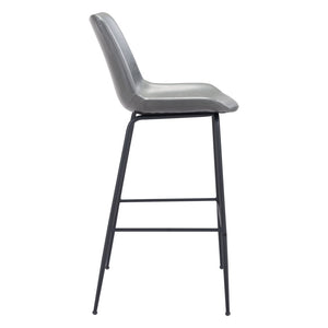 Homeroots 31 " Gray And Black Steel Low Back Bar Height Bar Chair   396391