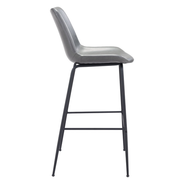Homeroots 31 " Gray And Black Steel Low Back Bar Height Bar Chair   396391