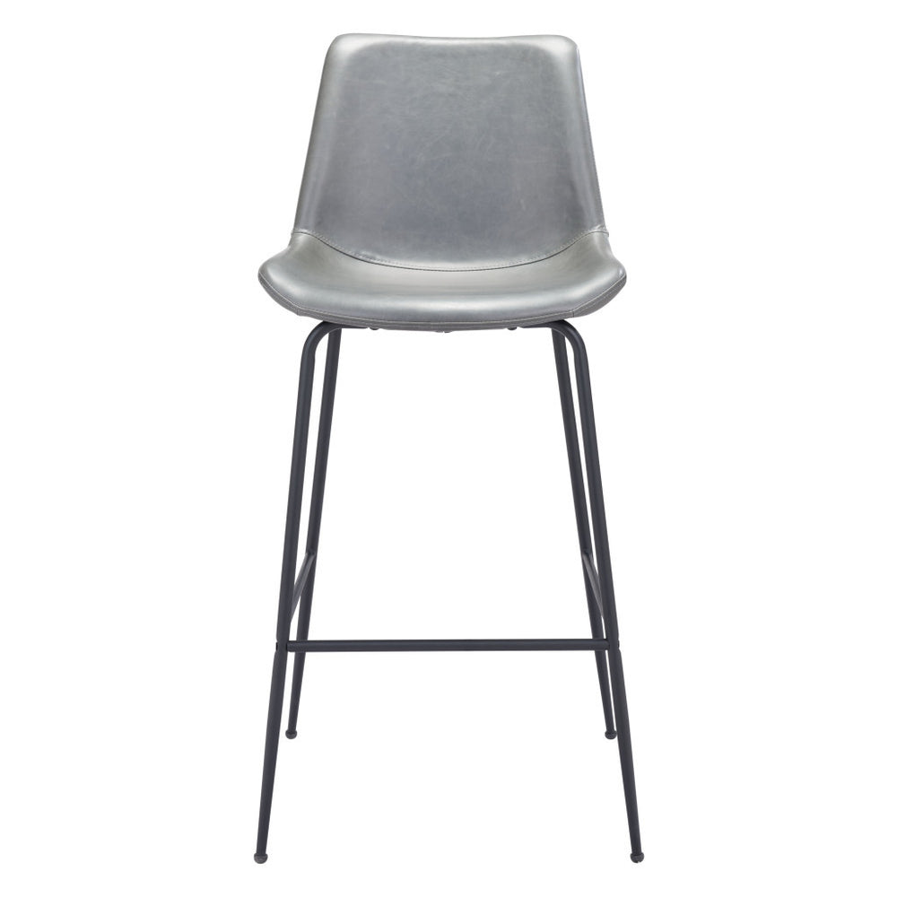 Homeroots 31 " Gray And Black Steel Low Back Bar Height Bar Chair   396391
