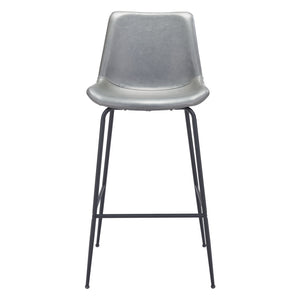 Homeroots 31 " Gray And Black Steel Low Back Bar Height Bar Chair   396391