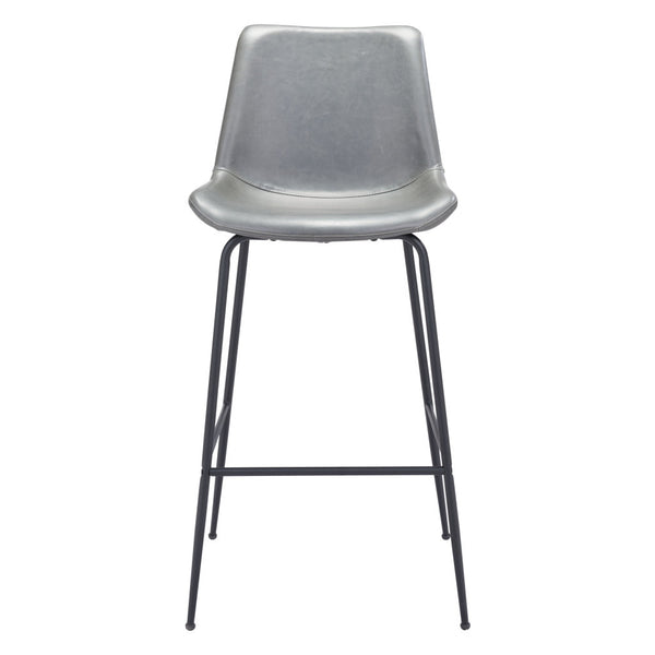 Homeroots 31 " Gray And Black Steel Low Back Bar Height Bar Chair   396391