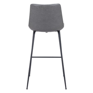 Homeroots 31 " Gray And Black Steel Low Back Bar Height Bar Chair   396391