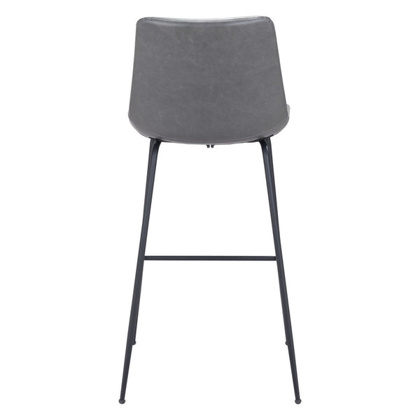Homeroots 31 " Gray And Black Steel Low Back Bar Height Bar Chair   396391