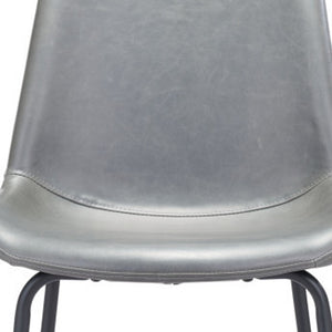 Homeroots 31 " Gray And Black Steel Low Back Bar Height Bar Chair   396391