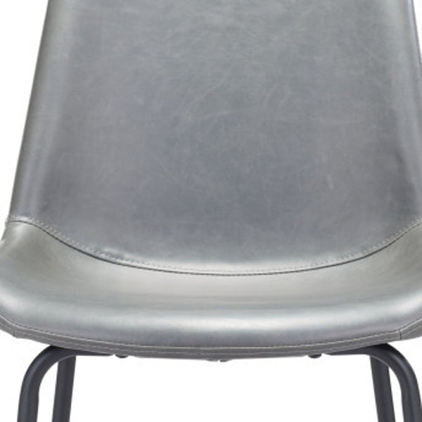 Homeroots 31 " Gray And Black Steel Low Back Bar Height Bar Chair   396391