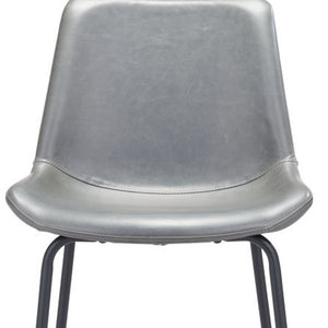 Homeroots 31 " Gray And Black Steel Low Back Bar Height Bar Chair   396391