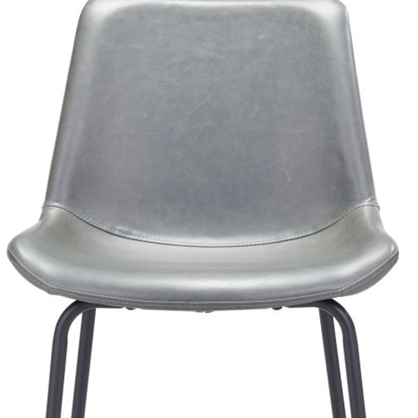 Homeroots 31 " Gray And Black Steel Low Back Bar Height Bar Chair   396391