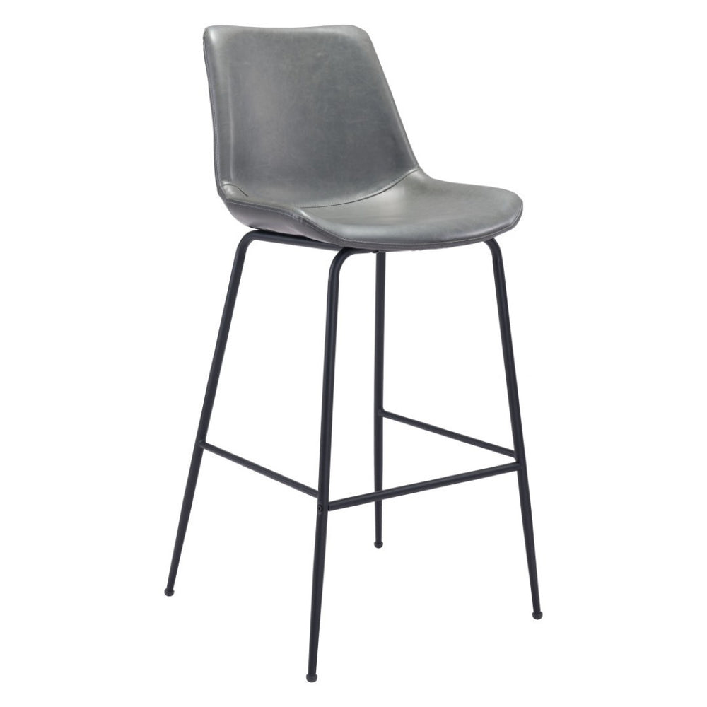 HomeRoots 31" Gray and Black Steel Low Back Bar Chair - Stylish, Durable Comfort for Modern Bars and Kitchens 396391