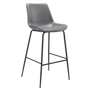 Homeroots 31 " Gray And Black Steel Low Back Bar Height Bar Chair   396391