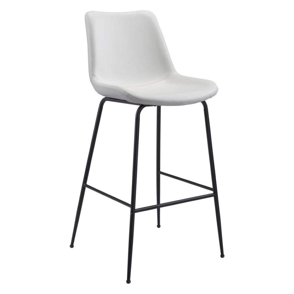 HomeRoots 31" Modern White and Black Bar Chair - Sleek Industrial Style, Comfortable Seating for Home & Café 396392