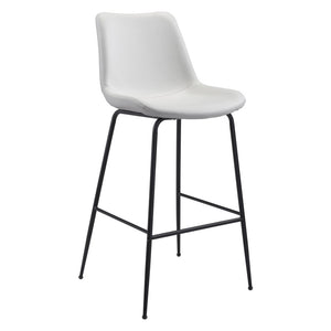 Homeroots 31" White And Black Steel Low Back Bar Height Bar Chair   396392