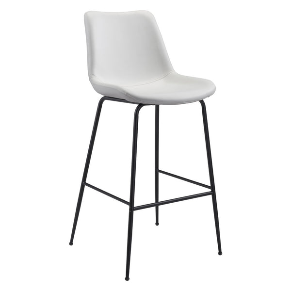Homeroots 31" White And Black Steel Low Back Bar Height Bar Chair   396392