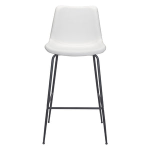 Homeroots 31" White And Black Steel Low Back Bar Height Bar Chair   396392