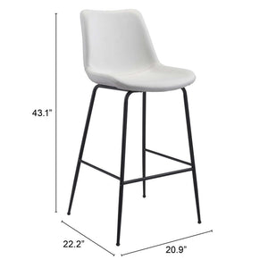 Homeroots 31" White And Black Steel Low Back Bar Height Bar Chair   396392