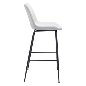 Homeroots 31" White And Black Steel Low Back Bar Height Bar Chair   396392