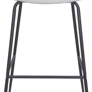 Homeroots 31" White And Black Steel Low Back Bar Height Bar Chair   396392