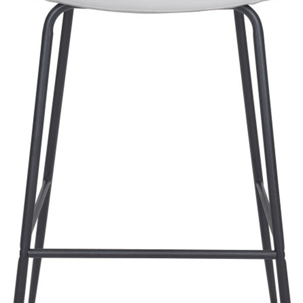 Homeroots 31" White And Black Steel Low Back Bar Height Bar Chair   396392