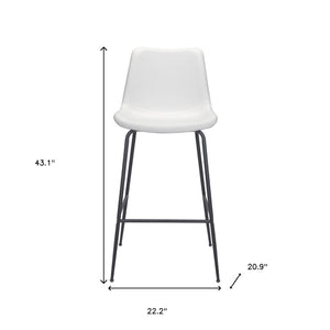 Homeroots 31" White And Black Steel Low Back Bar Height Bar Chair   396392