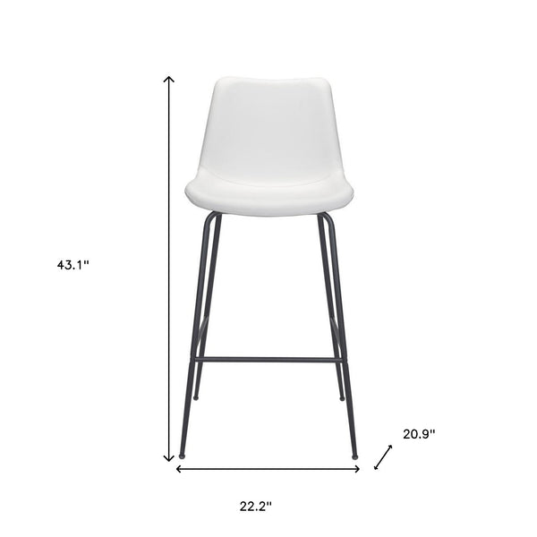 Homeroots 31" White And Black Steel Low Back Bar Height Bar Chair   396392