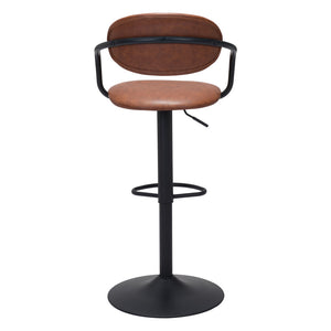 Homeroots Adjustable Height Brown And Black Steel Swivel Low Back Counter Height Bar Chair   396406