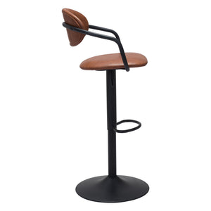 Homeroots Adjustable Height Brown And Black Steel Swivel Low Back Counter Height Bar Chair   396406