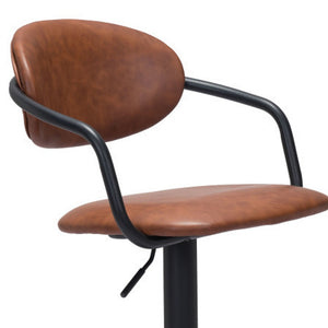 Homeroots Adjustable Height Brown And Black Steel Swivel Low Back Counter Height Bar Chair   396406