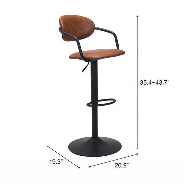 Homeroots Adjustable Height Brown And Black Steel Swivel Low Back Counter Height Bar Chair   396406