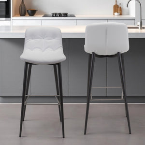 Homeroots Set Of Two 30" White And Black Steel Low Back Bar Height Bar Chairs   396421