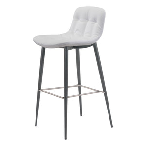 Homeroots Set Of Two 30" White And Black Steel Low Back Bar Height Bar Chairs   396421