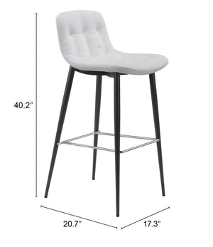 Homeroots Set Of Two 30" White And Black Steel Low Back Bar Height Bar Chairs   396421