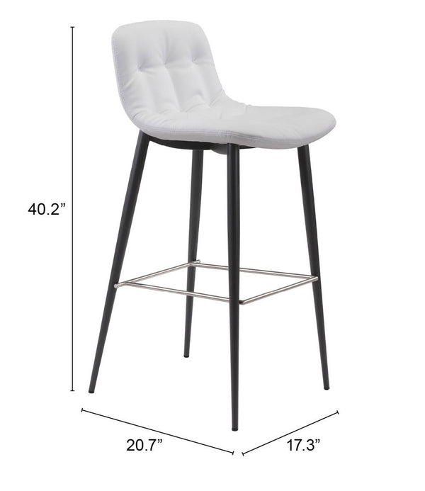 Homeroots Set Of Two 30" White And Black Steel Low Back Bar Height Bar Chairs   396421