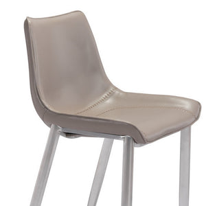 Homeroots Set Of Two 30" Gray And Silver Steel Low Back Bar Height Bar Chairs   396426