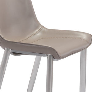 HomeRoots Set of Two Stylish 30" Gray and Silver Steel Bar Chairs – Modern Comfort for Your Home Bar! 396426