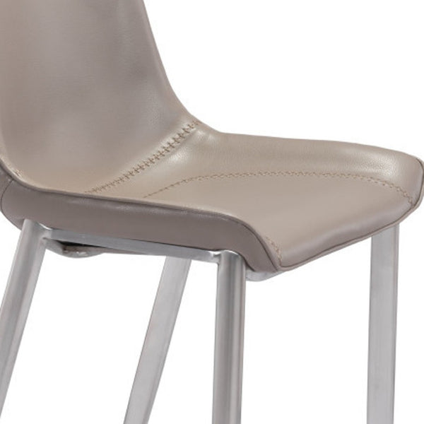HomeRoots Set of Two Stylish 30" Gray and Silver Steel Bar Chairs – Modern Comfort for Your Home Bar! 396426