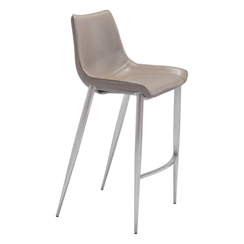 HomeRoots Set of Two Stylish 30" Gray and Silver Steel Bar Chairs – Modern Comfort for Your Home Bar! 396426