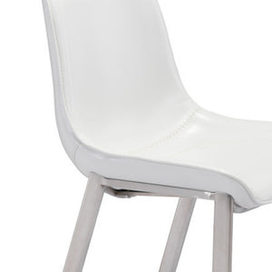 HomeRoots Set of Two Modern White & Silver Low-Back Bar Chairs for Kitchen or Dining Area Comfort & Style 396427