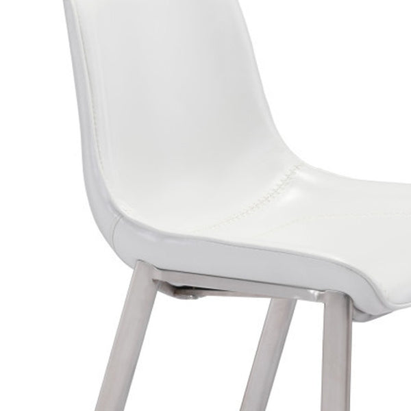 HomeRoots Set of Two Modern White & Silver Low-Back Bar Chairs for Kitchen or Dining Area Comfort & Style 396427