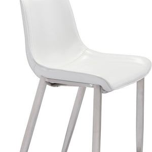 HomeRoots Set of Two Modern White & Silver Low-Back Bar Chairs for Kitchen or Dining Area Comfort & Style 396427