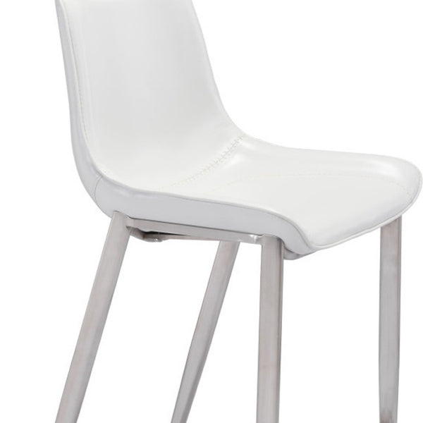 HomeRoots Set of Two Modern White & Silver Low-Back Bar Chairs for Kitchen or Dining Area Comfort & Style 396427
