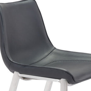 Homeroots Set Of Two 30" Black And Silver Steel Low Back Bar Height Bar Chairs   396428