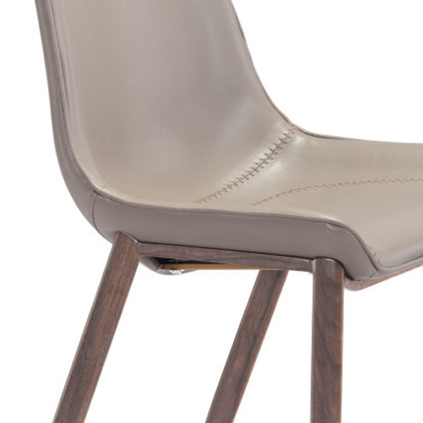HomeRoots Set of Two Modern Low Back Bar Height Chairs in Gray Upholstery & Brown Steel Frame for Comfort 396429