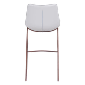 Homeroots Set Of Two 30" White And Brown Steel Low Back Bar Height Bar Chairs   396430