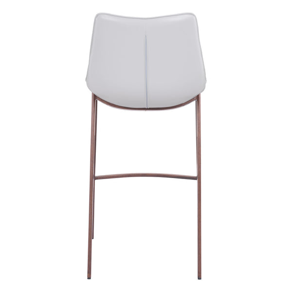 Homeroots Set Of Two 30" White And Brown Steel Low Back Bar Height Bar Chairs   396430
