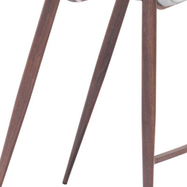 HomeRoots Set of Two Contemporary Low Back Bar Chairs with White Upholstery & Stylish Brown Steel Base 396430