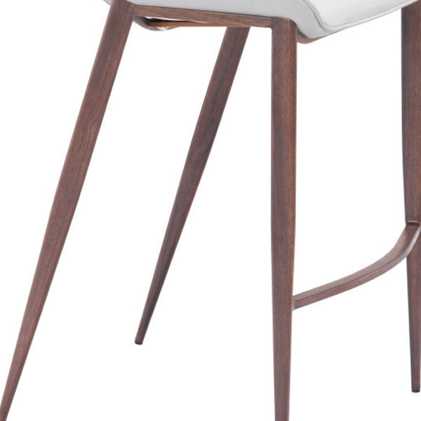 HomeRoots Set of Two Contemporary Low Back Bar Chairs with White Upholstery & Stylish Brown Steel Base 396430