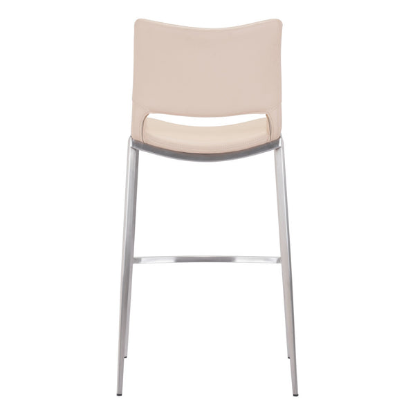 Homeroots Set Of Two 29" Light Pink And Silver Steel Low Back Bar Height Bar Chairs   396433